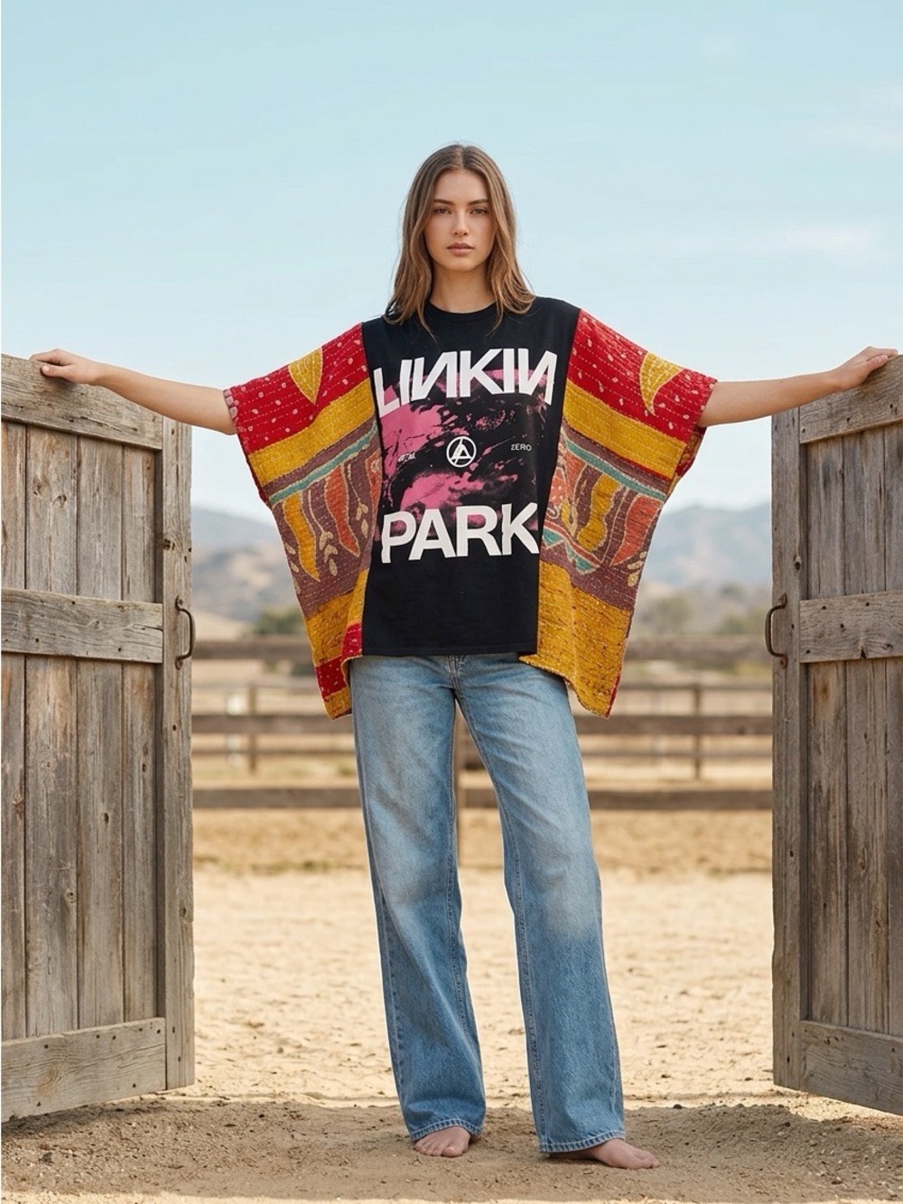 Handcrafted Upcycled LINKIN PARK Kantha Tunic NWT One Size